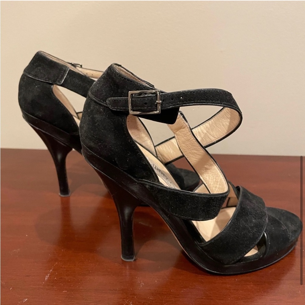 37.5 Jimmy Choo Suede Strappy Heeled Sandal